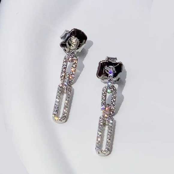 Tous Silver Iced Loops Long Bear Dangle Earrings - Picture 2 of 16